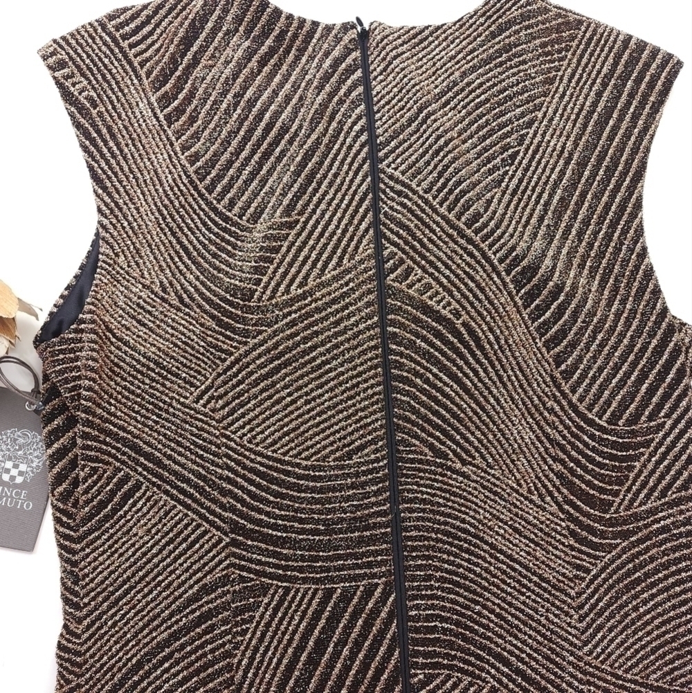 Vince Camuto Gold Black Shimmer Sheath Dress NWT Sz 8 - Picture 10 of 14